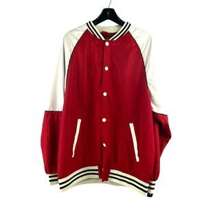 G-Net Raglan Sleeves Bomber Jacket XL Cherry Red/Ecru/Black Varsity Streetwear